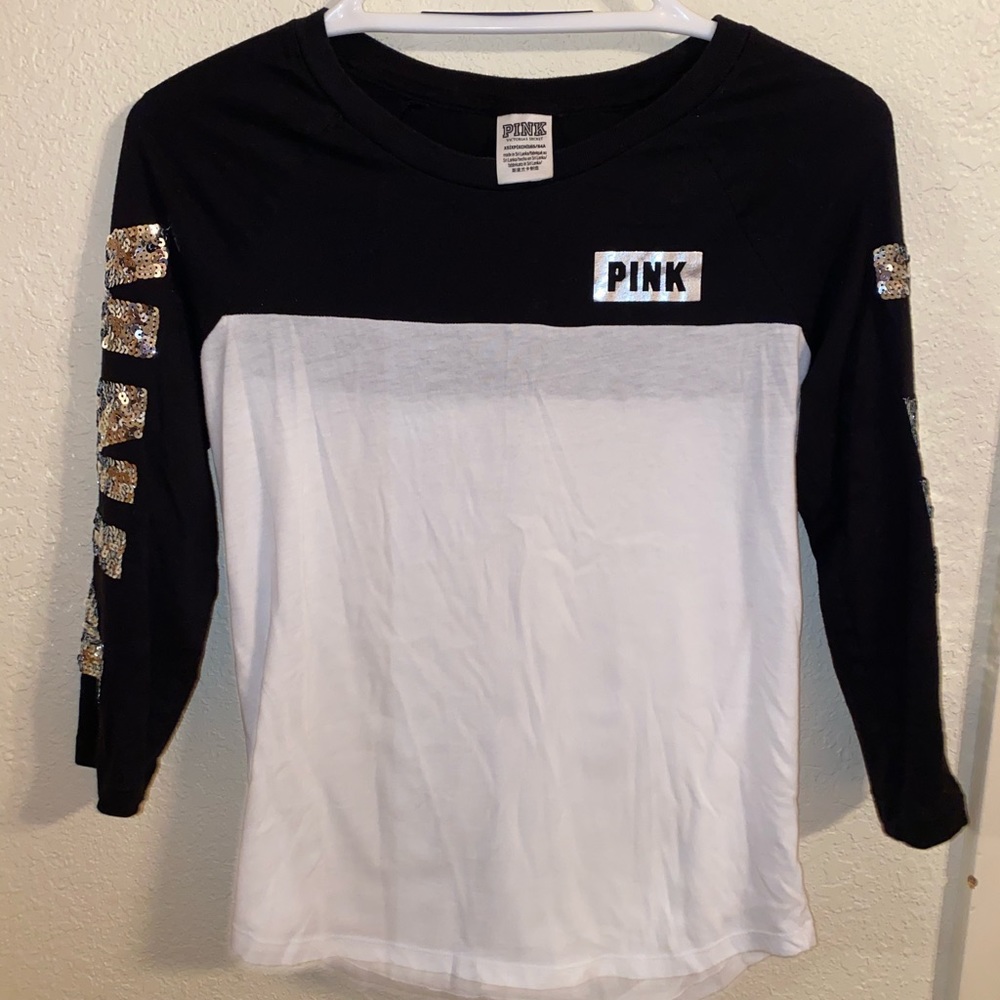 Pink Three-Quarter Sleeve Sparkly Shirt